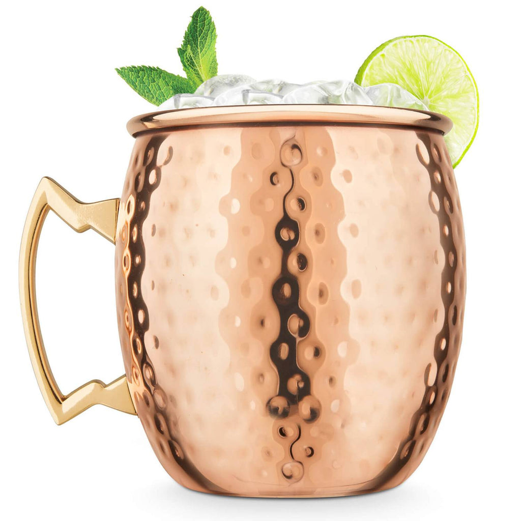 Taza de cobre martillado con asa