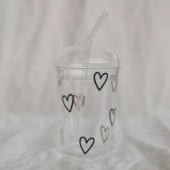 Vaso Corazones Negro