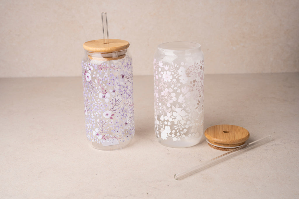 Vaso con Tapa y pajita "Blossom"