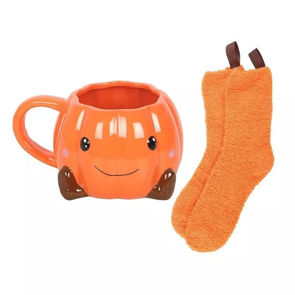 Taza Calabaza Sonriente con Calcetines 500ml