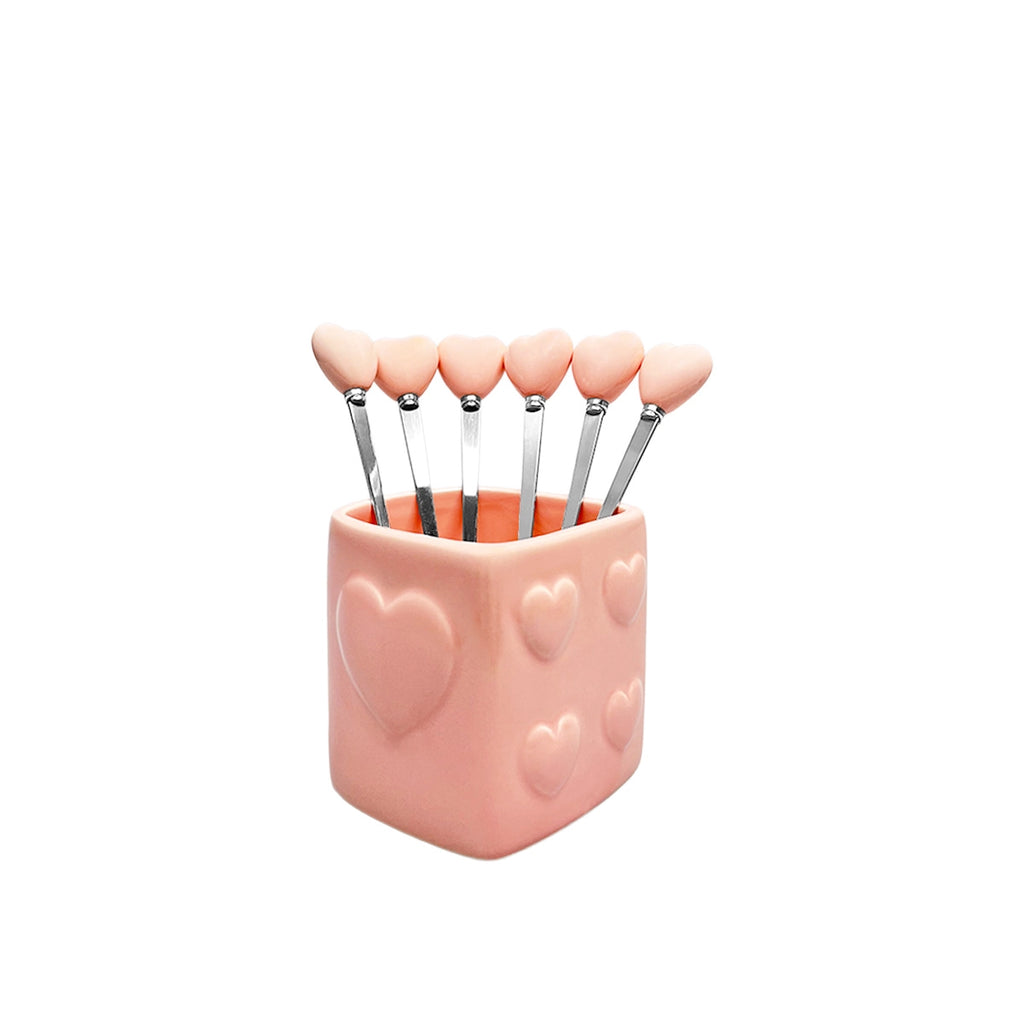 Cucharas de Café Rosas con Soporte - Juego de 6
