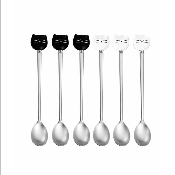 Cucharitas decoradas Gatos Blanco y Negro