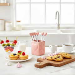 Cucharas de Café Rosas con Soporte - Juego de 6